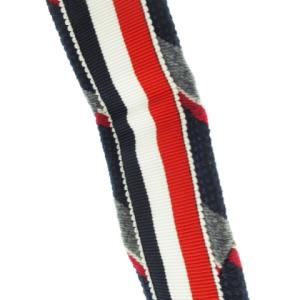 THOM BROWNE ナロータイ ネクタイ ウール シルク混 絹 裏側ワンポイント トリコロール レジメンタル ストライプ 紺 ネイビー