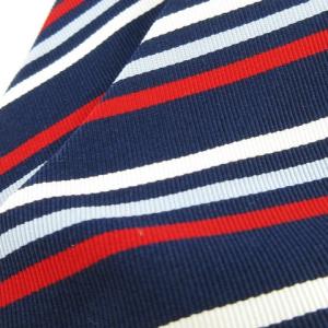 THOM BROWNE ナロータイ ネクタイ シルク 絹 レジメンタル ストライプ 裏側ワンポイント トリコロール 紺 ネイビー