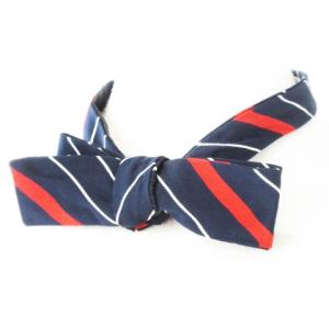 ボウタイ 蝶ネクタイ ストレートエンド シルク 絹 レジメンタル ストライプ 紺 ネイビー