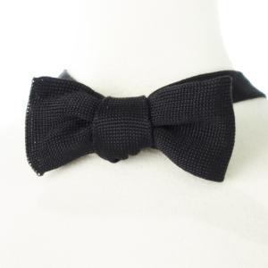 ボウタイ 蝶ネクタイ セミバタフライ ニット シルク 絹 黒 ブラック