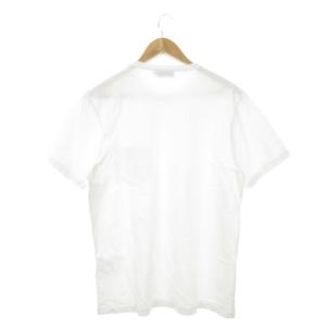 Maison Kitsuné Tシャツ ラウンドネック 半袖 トリコロールフォックス パッチ 胸ポケット コットン L 白 ホワイト