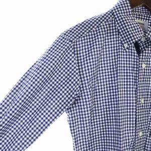 THOM BROWNE ギンガムチェックシャツ 長袖 ボタンダウン 1 S 青 ブルー 白 ホワイト GY99 /MQ
