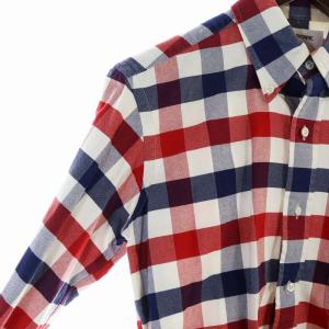 THOM BROWNE チェックシャツ 長袖 ボタンダウン 1 S 青 ブルー 赤 レッド 白 ホワイト GY99 /MQ