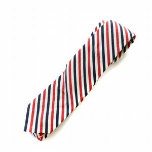 ネクタイ ナロータイ トリコロール ストライプ ロゴ 絹 シルク USA製 赤 レッド 紺 ネイビー GY99