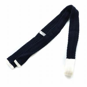 THOM BROWNE ニットタイ ネクタイ スクエアタイ トリコロールストライプ イタリア製 絹 シルク 紺 ネイビー GY99