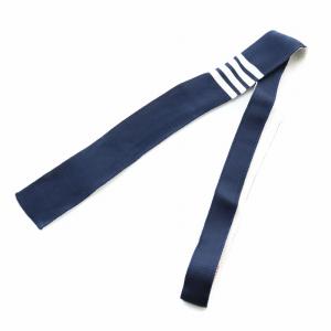 THOM BROWNE ニットタイ ネクタイ スクエアタイ トリコロール ストライプ イタリア製 絹 シルク 紺 ネイビー GY99