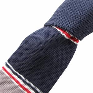 ニットタイ ネクタイ トリコロール ボーダー 絹 シルク グレー /HO 0227 GY99 AA