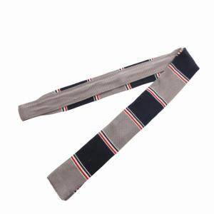 THOM BROWNE ニットタイ ネクタイ トリコロール ボーダー 絹 シルク グレー /HO 0227 GY99 AA