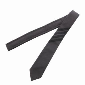 THOM BROWNE ネクタイ ナロータイ トリコロール シャドーストライプ USA製 黒 ブラック