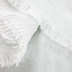 FENDI リネンストール マフラー ショール 麻 透け感 フリンジ ジャカード ロゴ 水色 ライトブルー /CK20