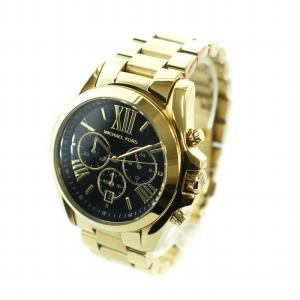 MICHAEL KORS ブラッドショー BRADSHAW 腕時計 ウォッチ クォーツ 黒文字盤 ローマン クロノグラフ デイト カレンダー付き ゴールド色