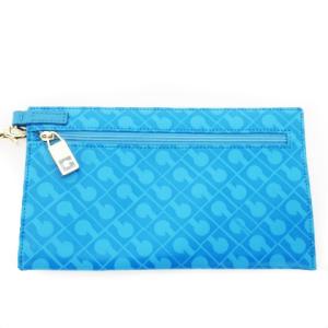 GHERARDINI ポーチ ナイロン ストラップ付き カード入れ ロゴ 総柄 青 ブルー