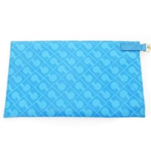 GHERARDINI ポーチ ナイロン ストラップ付き カード入れ ロゴ 総柄 青 ブルー