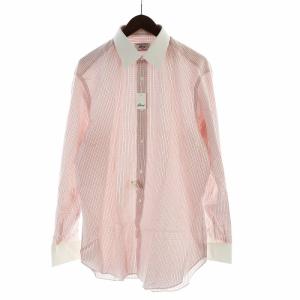 for neiman marcus 長袖シャツ タグ付き ロゴ チェック柄 41/16 L 赤 レッド