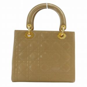Christian Dior レディディオール カナージュ ミディアム ハンドバッグ ロゴチャーム ベージュ