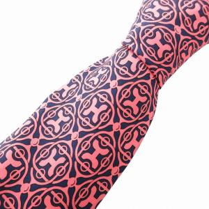 ネクタイ カジュアル 総柄 絹 シルク フランス製 ピンク