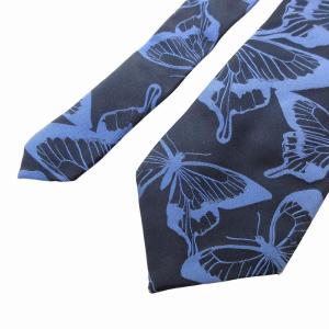 PAUL SMITH ネクタイ カジュアル 蝶柄 バタフライ シルク 絹 紺 ネイビー 青 ブルー