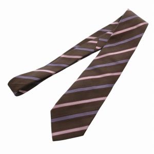 GUCCI 美品 ネクタイ レジメンタルストライプ 絹 シルク GGロゴ 茶 ブラウン