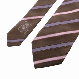 GUCCI 美品 ネクタイ レジメンタルストライプ 絹 シルク GGロゴ 茶 ブラウン