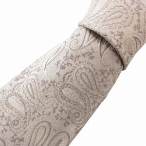 ネクタイ カジュアル ペイズリー 総柄 絹 シルク グレー /FF GY17