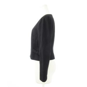 TOCCA ノーカラージャケット ショート カシミヤ混 サイドリボン 2 M 黒 ブラック JKTOHW0400