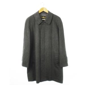 ステンカラーコート カシミア ミドル 総裏地 比翼仕立て ヘリンボーン L グレー /CK6 GY22
