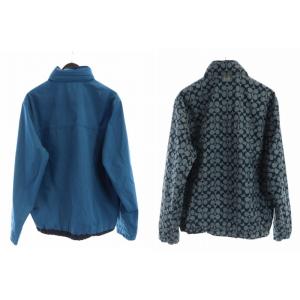 COACH ナイロンジャケット ブルゾン リバーシブル ロゴ シグネチャー ジップアップ フード付き 長袖 青 ブルー グレー GY18