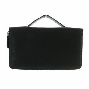 TOD'S オーガナイザー 長財布 レザー ラウンドファスナー Wファスナー Tロゴ シルバー金具 黒 ブラック /XZ