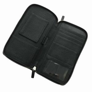 TOD'S オーガナイザー 長財布 レザー ラウンドファスナー Wファスナー Tロゴ シルバー金具 黒 ブラック /XZ