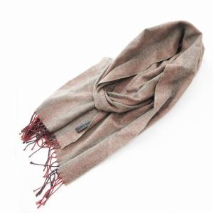 美品 ストール マフラー 絹 シルク カシミヤ混 ヘリンボーン柄 茶 ブラウン /UO GY35