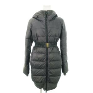 ダウンコート フード ウエストマーク ベルト ロゴプレート 40 L グレー /MN2 GY35
