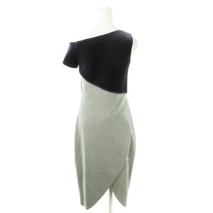 EMPORIO ARMANI ロングワンピース ノースリーブ 変形 アシンメトリー 切替 ベロア ダンボール生地 40 S 紫 パープル