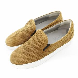 スリッポン 本革 レザー メッシュ 編み込み イタリア製 41 茶 ブラウン /UO GY35