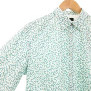 DIESEL カジュアルシャツ 長袖 ワンポイント刺繍 イバラ 棘 総柄 L 緑 エメラルドグリーン /AH9 GY35