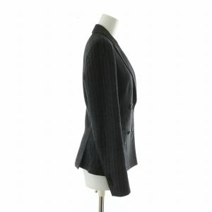 LARDINI テーラード ジャケット ウール ダブル 4B サイドベンツ ストライプ ブートニエール 38 M グレー