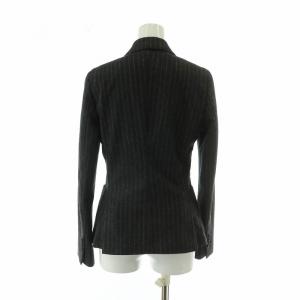 LARDINI テーラード ジャケット ウール ダブル 4B サイドベンツ ストライプ ブートニエール 38 M グレー