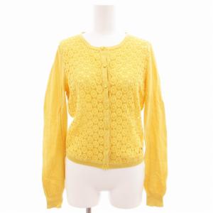 カーディガン ニット レース切替 長袖 38 黄 イエロー /GV