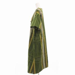 BEAMS BOY EXCLUSIVE FABRIC 美品 ビッグタータン ボートネック ショートスリーブ ワンピース F 緑 グリーン