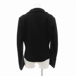 HERNO カシミヤ100% コート ジャケット ショート丈 開襟 オープンカラー ウール メルトン 44 黒 /JS