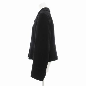 HERNO カシミヤ100% コート ジャケット ショート丈 開襟 オープンカラー ウール メルトン 44 黒 /JS