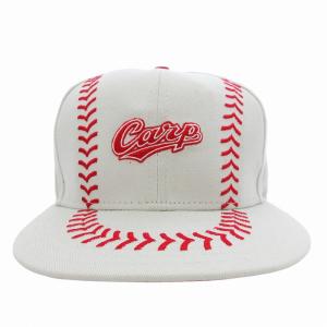 NEW ERA 9fifty ベースボールキャップ 野球帽 広島東洋カープ 野球ボール柄 ONESIZE ベージュ 赤