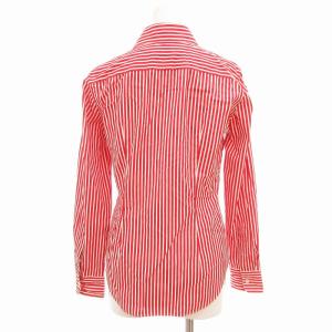 POLO RALPH LAUREN 美品 カジュアルシャツ ストライプ ロゴ刺繍 長袖 9 赤 レッド