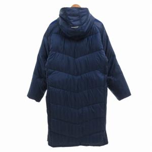 adidas ロングダウンコート ベンチコート ウォームアップ シャドーストライプ ロゴプリント M 青 ブルー /FF