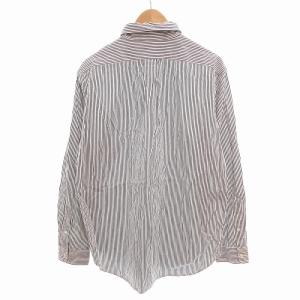 RALPH LAUREN BDシャツ ボタンダウン ロゴ刺繍 ストライプ 長袖 L 白 ホワイト 紺 ネイビー /FF