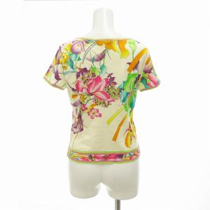 美品 Tシャツ カットソー 花柄 総柄 半袖 M ピンク 緑 マルチ