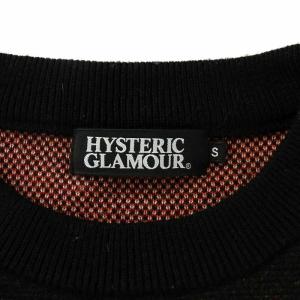 HYSTERIC GLAMOUR 20SS ニット セーター 長袖 クルーネック リップ ロゴ S 黒 ブラック 赤 レッド /XZ GY35
