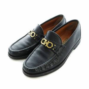 ローファー レザーシューズ ラウンドトゥ ガンチーニ ロゴ 8 26cm 黒 ブラック GY35 /MQ