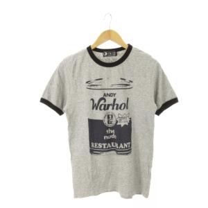 Tシャツ リンガー 半袖 プリント アメカジ コットン S グレー /AH15 GY35