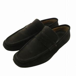 コインローファー スエード ラウンドトゥ ロゴ US8.5 26cm 茶色 ブラウン /XZ GY35