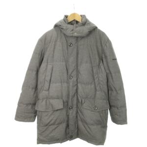 ダウンコート ジップアップ フーディー ロゴ刺繍 L グレー /AO12 GY35